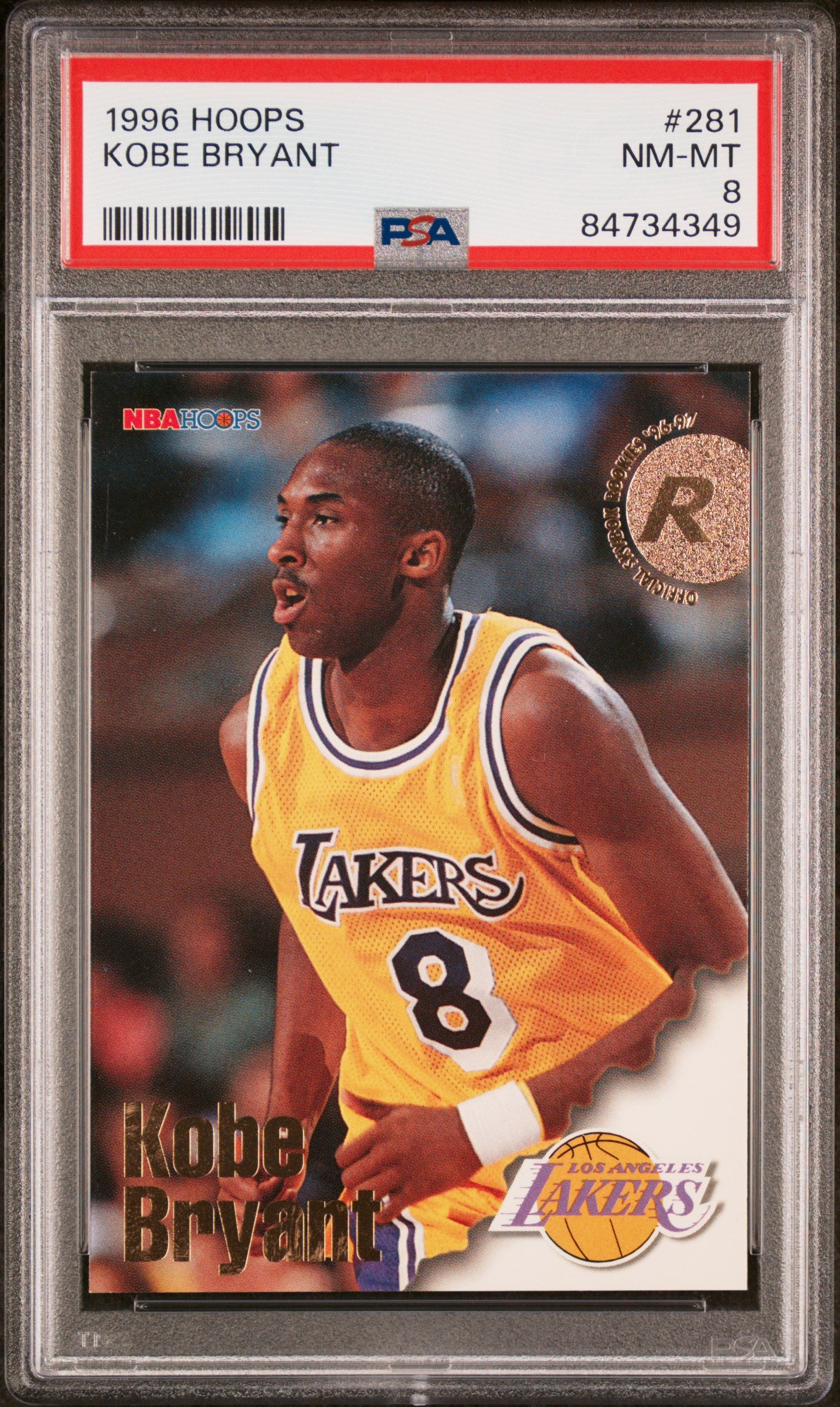 Graded 1996 Fleer Hoops Kobe Bryant #281 Rookie RC Basketball Card PSA 8 Near Mint