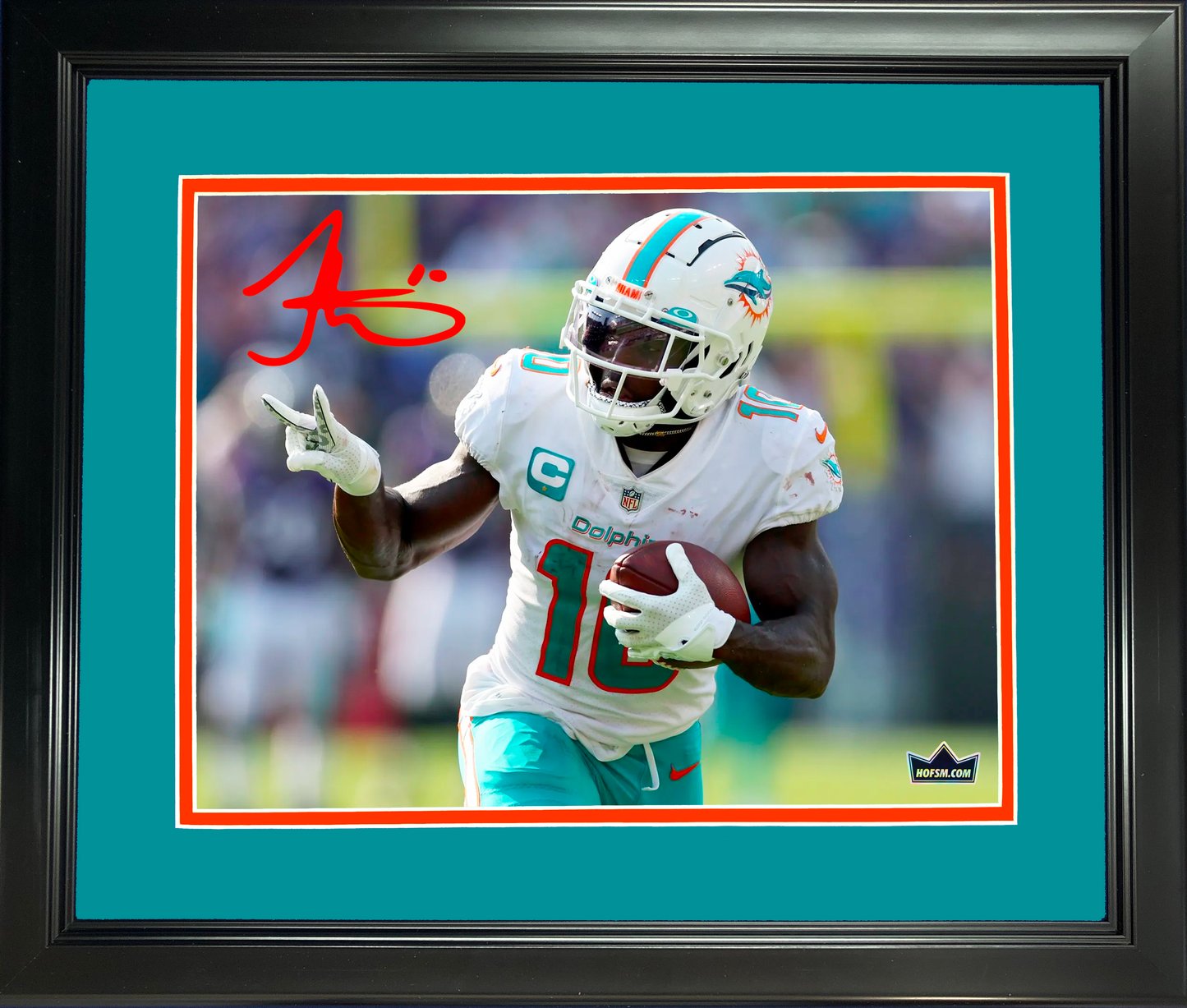 Framed Tyreek Hill Miami Dolphins Facsimile Laser Engraved Signature Auto 11"x14" Football Photo HOFSM Holo