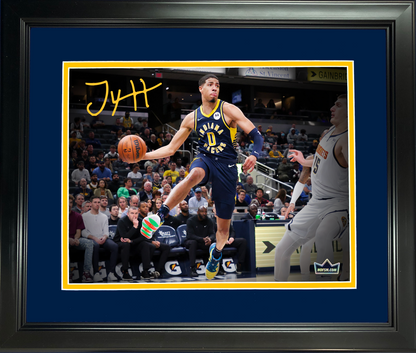 Framed Tyrese Haliburton Facsimile Laser Engraved Signature Auto 11"x14" Basketball Photo HOFSM Holo