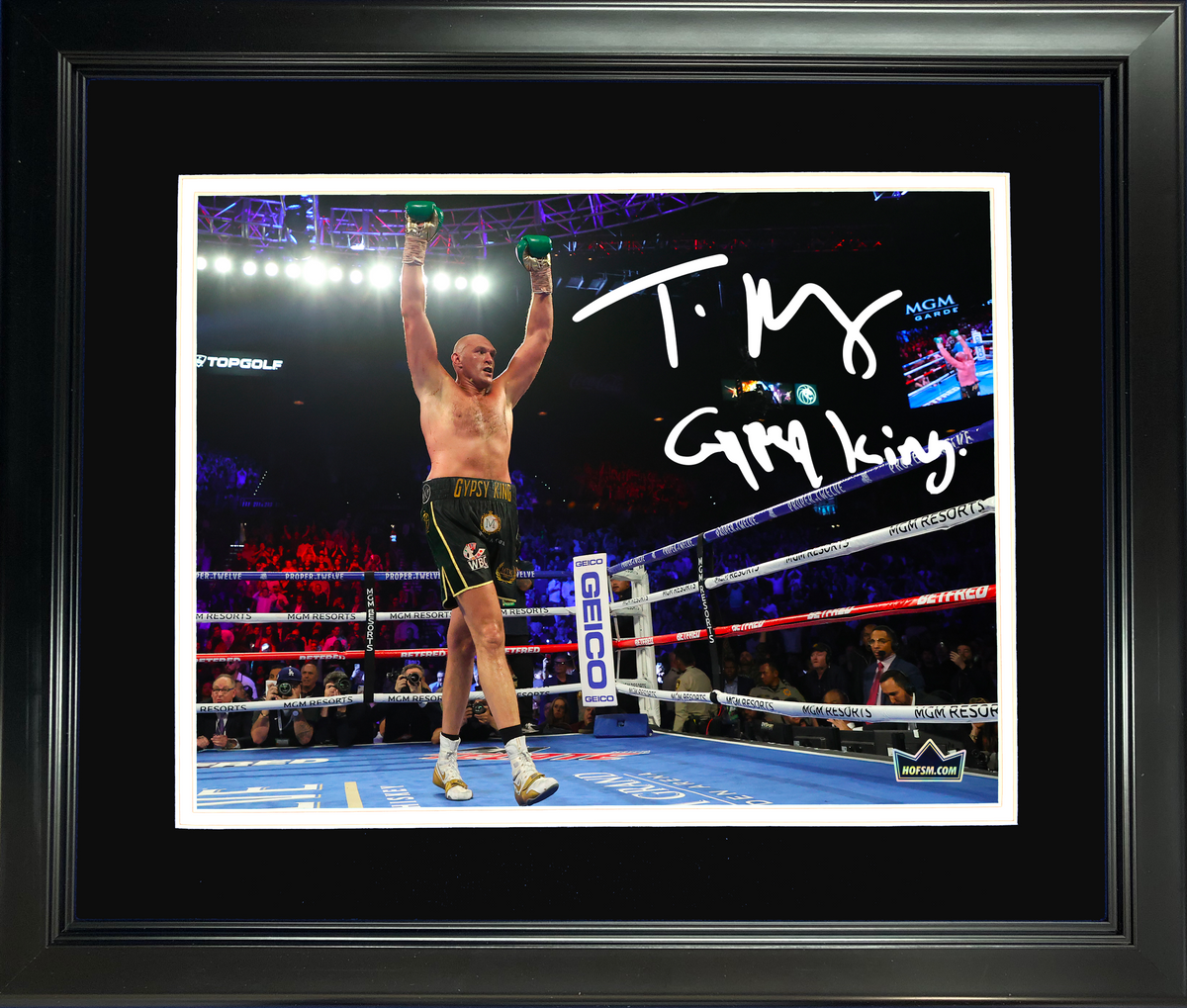 Framed Tyson Fury  Gypsy King  Facsimile Laser Engraved Signature Auto 11"x14" Boxing Photo HOFSM Holo