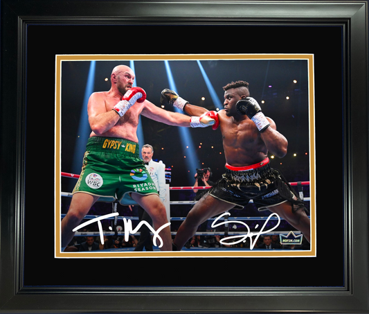 Framed Tyson Fury vs Francis Ngannou Facsimile Laser Engraved Signature Auto 11"x14" Boxing Photo HOFSM Holo