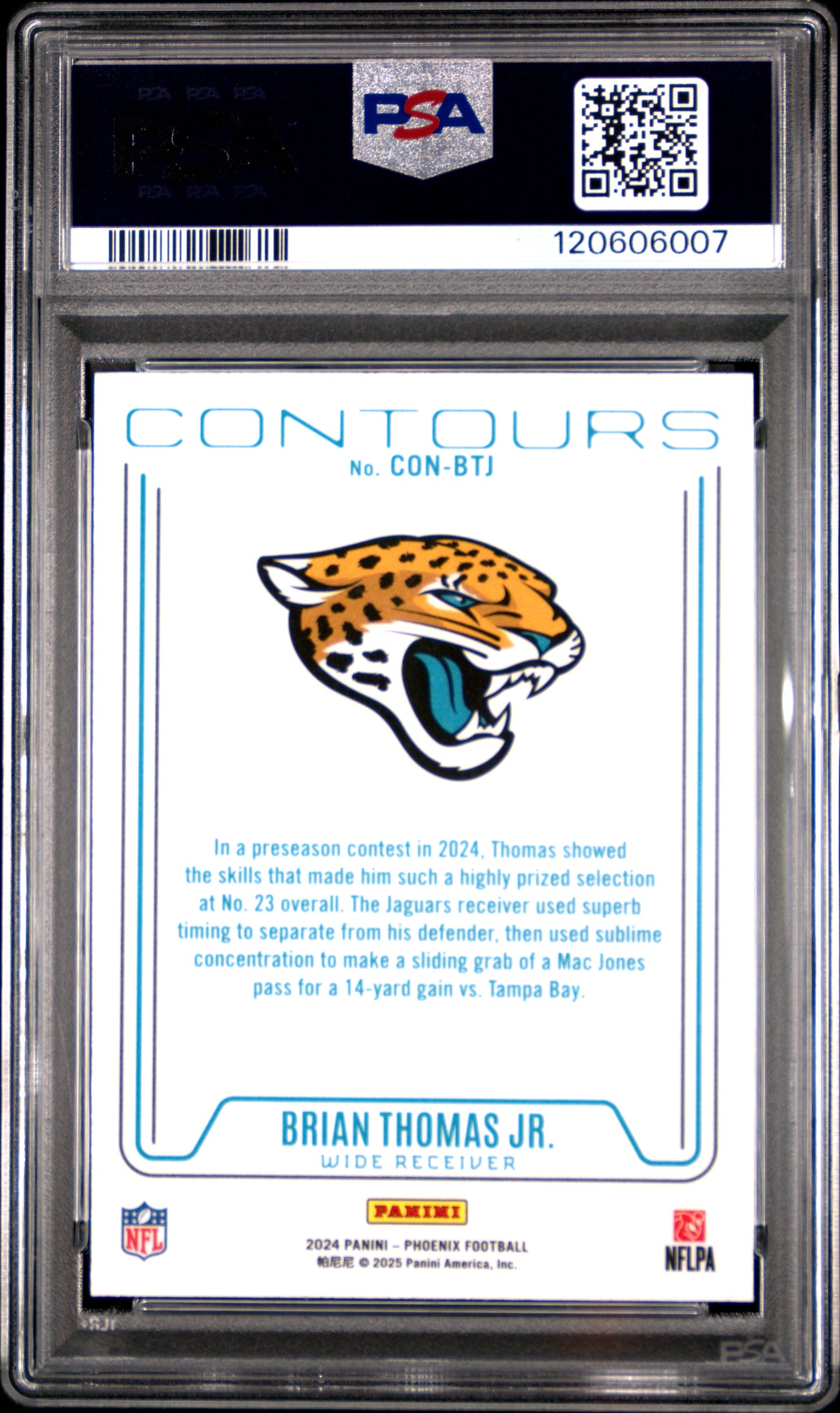 Graded 2024 Panini Phoenix Brian Thomas Jr #CONBTJ Contours Lazer Rookie RC Football Card PSA 10 Gem Mint