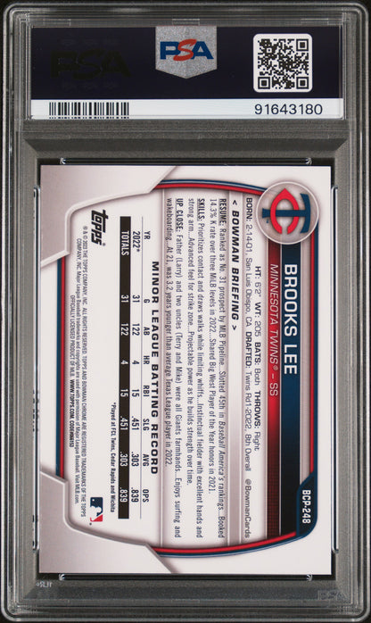 Graded 2023 Topps Bowman Chrome Sapphire Edition Brooks Lee #248 Chrome Rookie RC Baseball Card PSA 10 Gem Mint