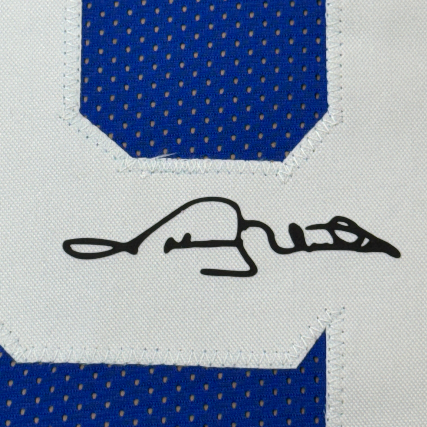 Framed Facsimile Autographed Johnny Unitas 35x39 Indianapolis Baltimore Blue Reprint Laser Auto Football Jersey