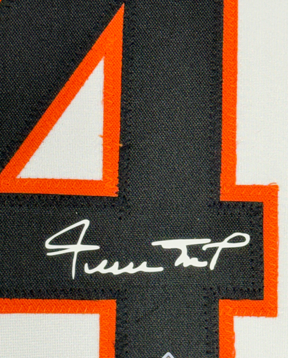 Framed Facsimile Autographed Willie Mays 35x39 San Francisco White Reprint Laser Auto Baseball Jersey