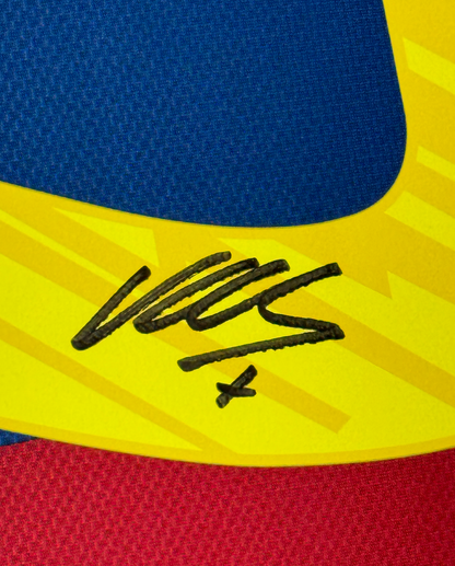 Framed Autographed/Signed David Villa 35x39 FC Barcelona Blue Soccer Jersey Beckett BAS COA