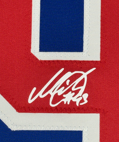 Framed Facsimile Autographed Mika Zibanejad 35x39 New York Blue Reprint Laser Auto Hockey Jersey
