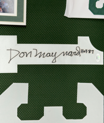 Framed Autographed/Signed Don Maynard HOF 87 35x39 New York Green Football Jersey JSA COA