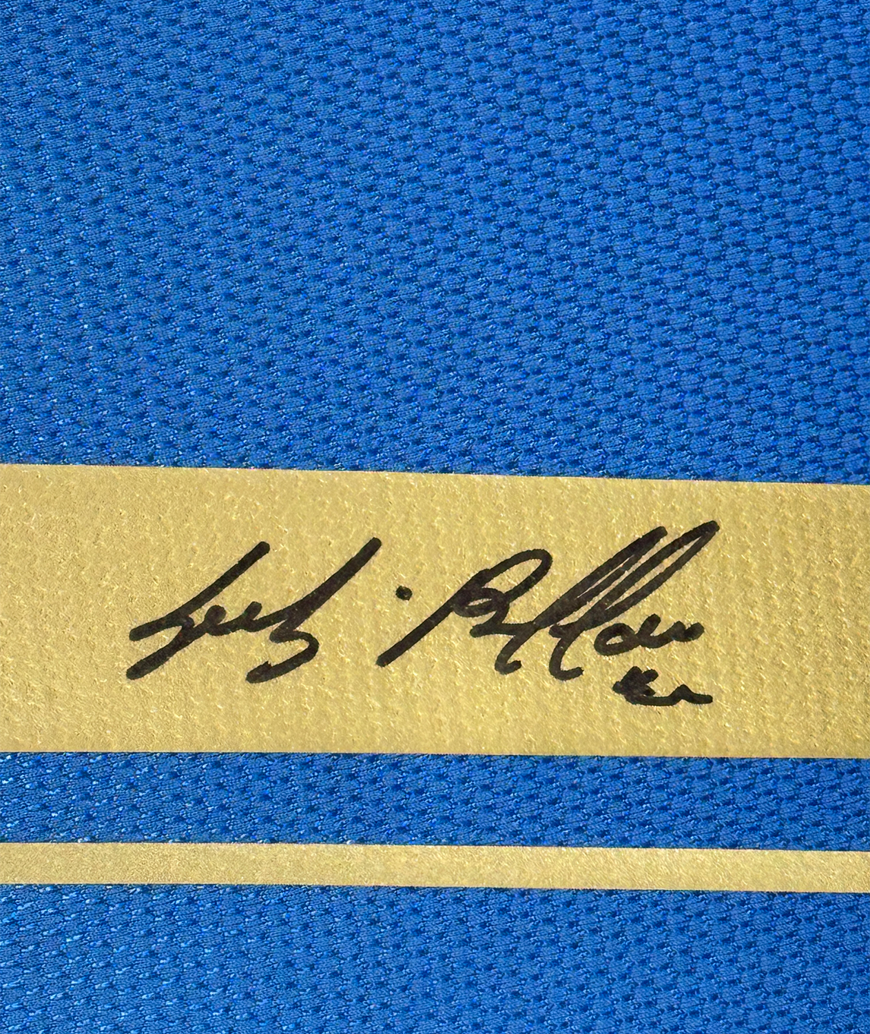 Framed Autographed/Signed Gianluigi Buffon 35x39 Italy Blue Soccer Futbol Jersey Beckett BAS COA