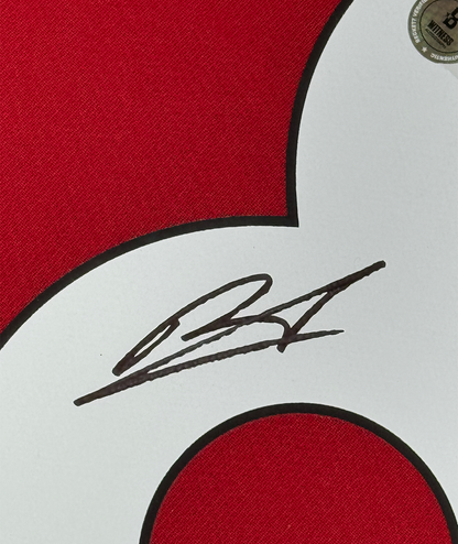 Framed Autographed/Signed Bruno Fernandes 35x39 Manchester United Red Soccer Jersey Beckett BAS COA