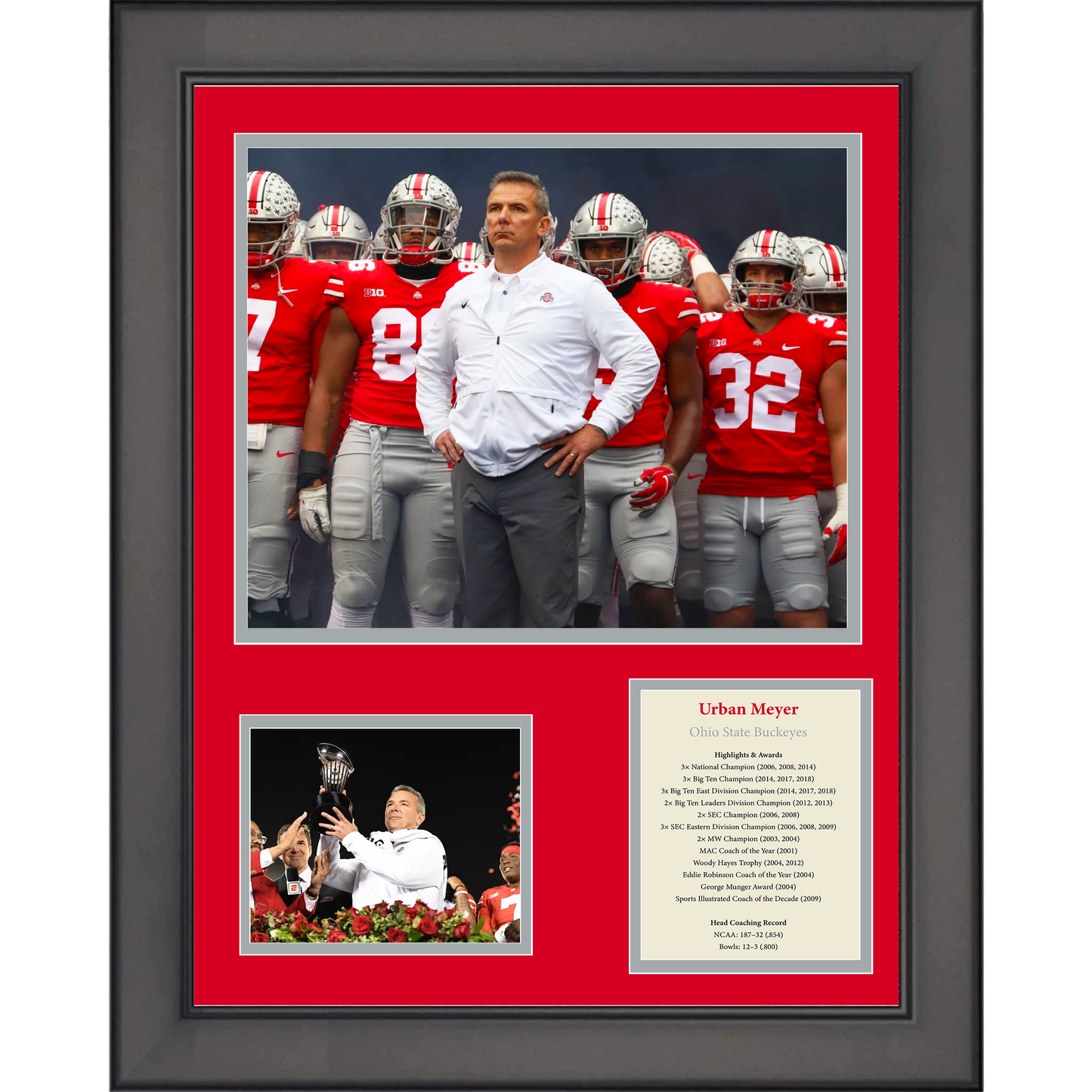 Framed Urban Meyer Hall of Fame OSU Ohio State Buckeyes 11"x14" College Football Three Photo Collage