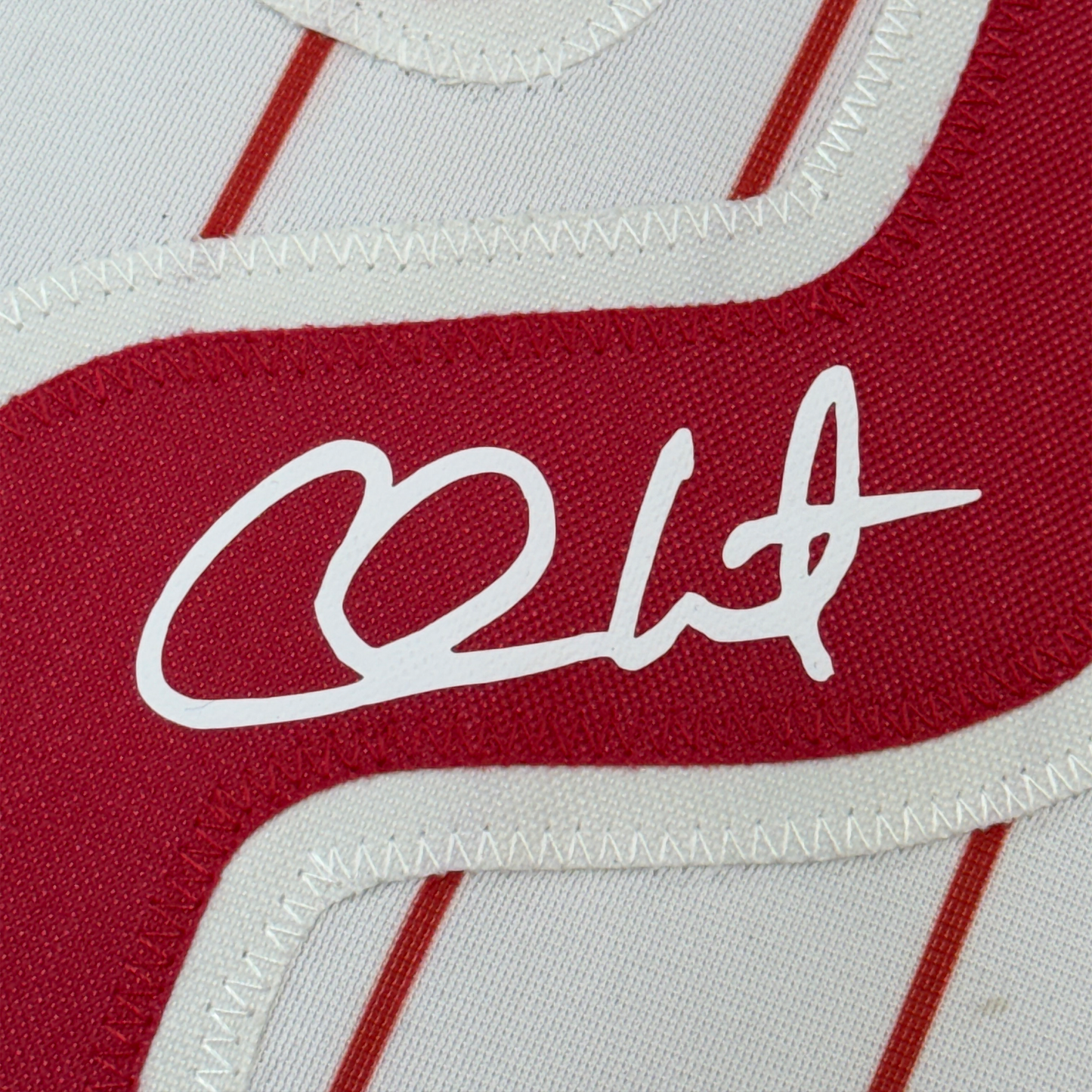 Framed Facsimile Autographed Chase Utley 35x39 Philadelphia Pinstripe Reprint Laser Auto Baseball Jersey