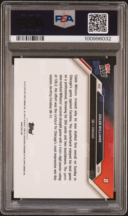 Graded 2024 Topps Now Caleb Williams #8 Rookie RC Football Card PSA 10 Gem Mint