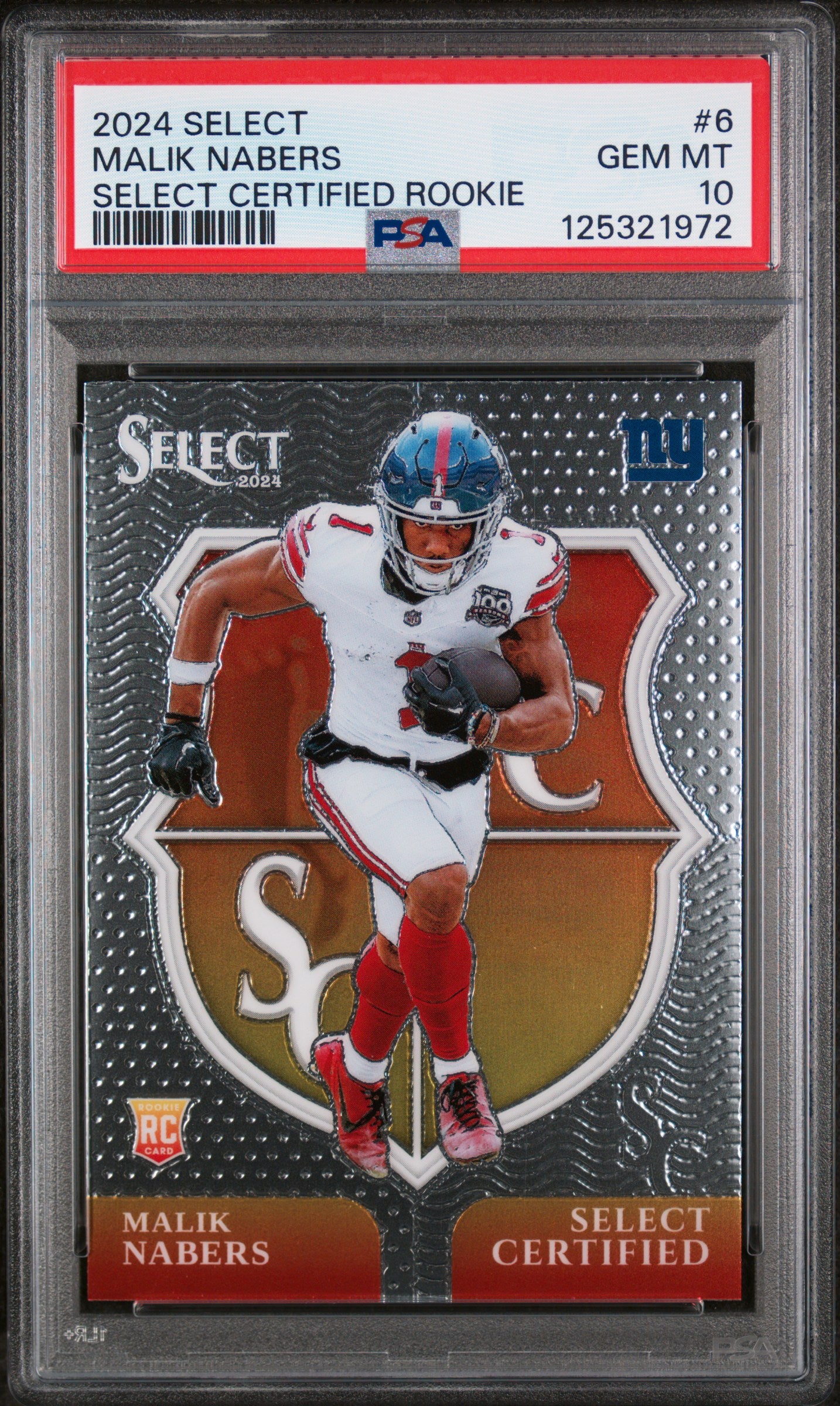 Graded 2024 Panini Select Malik Nabers #6 Select Certied Rookies Rookie RC Football Card PSA 10 Gem Mint