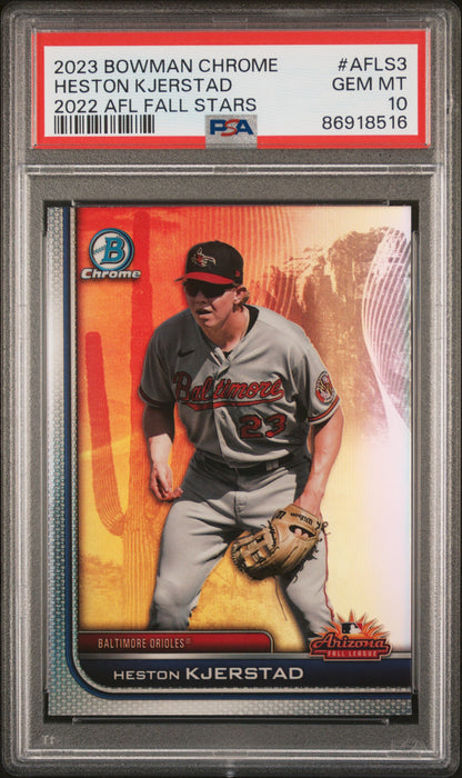 Graded 2023 Topps Bowman Chrome Heston Kjerstad #AFLS3 2022 AFL Fall Stars Rookie RC Baseball Card PSA 10 Gem Mint