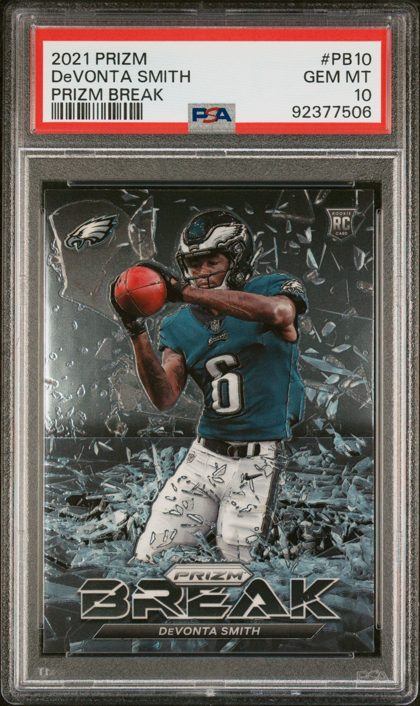 Graded 2021 Panini Prizm Devonta Smith #PB10 Prizm Break Rookie RC Football Card PSA 10 Gem Mint