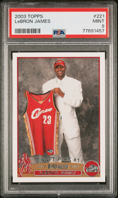 Graded 2003 Topps LeBron James #221 Rookie RC Basketball Card PSA 9 Mint