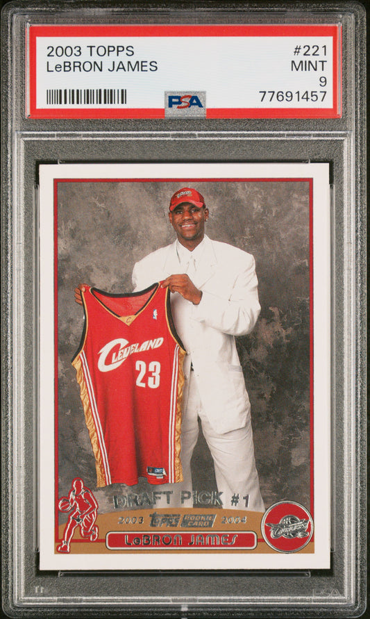Graded 2003 Topps LeBron James #221 Rookie RC Basketball Card PSA 9 Mint