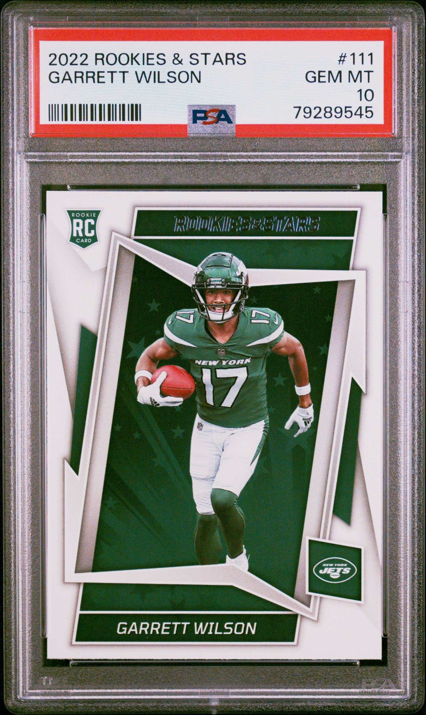 Graded 2022 Panini Rookies & Stars Garrett Wilson #111 Rookie RC Football Card PSA 10 Gem Mint