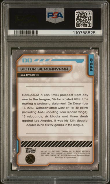 Graded 2023 Topps Cosmic Chrome Planetary Pursuit Sun Victor Wembanyama #PPS9 Rookie RC Basketball Card PSA 10 Gem Mint