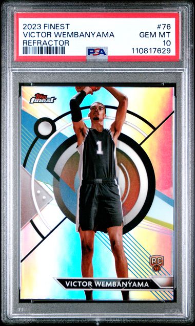 Graded 2023 Topps Finest Victor Wembanyama #76 Refractor Rookie RC Basketball Card PSA 10 Gem Mint