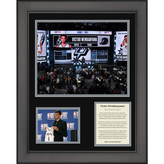 Framed Victor Wembanyama 2023 1st Overall Pick San Antonio Spurs Basketball 11"x14" Three Photo Collage