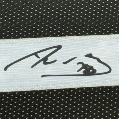 Framed Facsimile Autographed Alejandro Villanueva 35x39 Pittsburgh Black Reprint Laser Auto Football Jersey