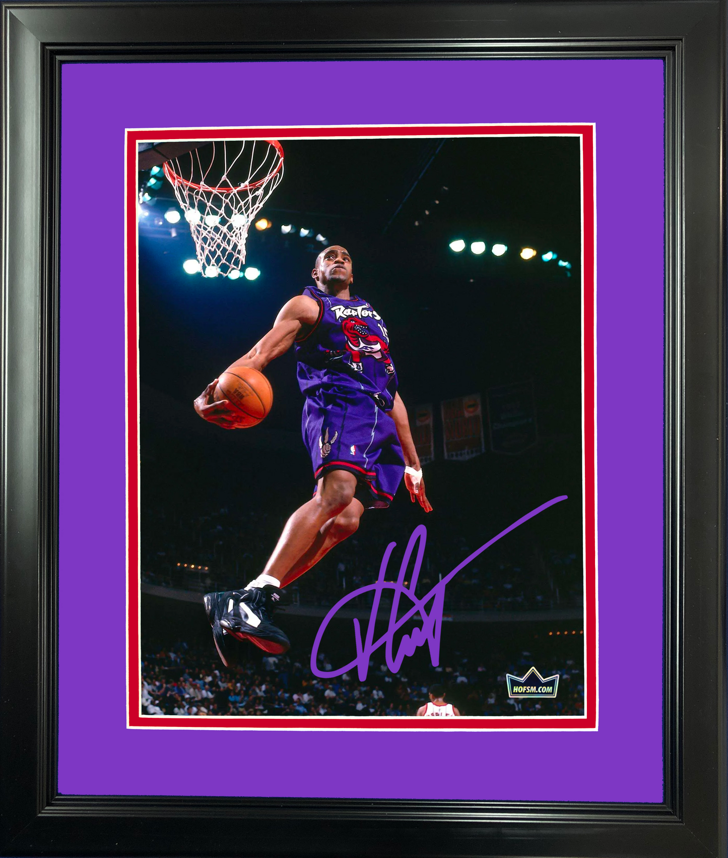 Framed Vince Carter Windmill Slam Dunk Toronto Raptors Facsimile Laser Engraved Signature Auto 11"x14" Basketball Photo HOFSM Holo