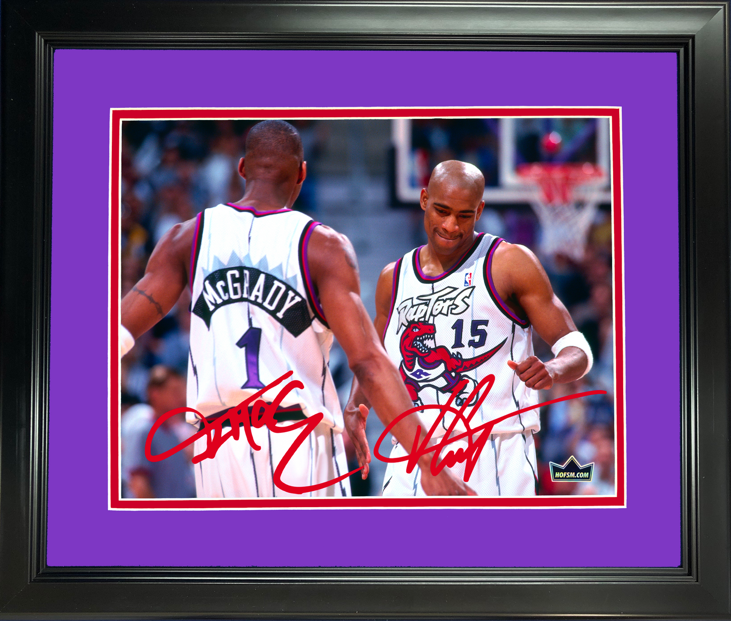 Framed Vince Carter & Tracy McGrady Dual Toronto Raptors Facsimile Laser Engraved Signature Auto 11"x14" Basketball Photo HOFSM Holo