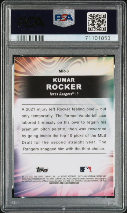 Graded 2022 Topps Bowman Draft Kumar Rocker #MR3 Mood Ring Rookie RC Baseball Card PSA 10 Gem Mint