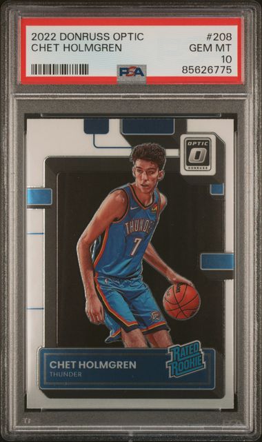 Graded 2022 Panini Donruss Optic Chet Holmgren #208 Rookie RC Basketball Card PSA 10 Gem Mint
