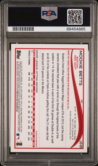 Graded 2014 Topps Update Mookie Betts #US26 Batting Rookie RC Baseball Card PSA 9 Mint