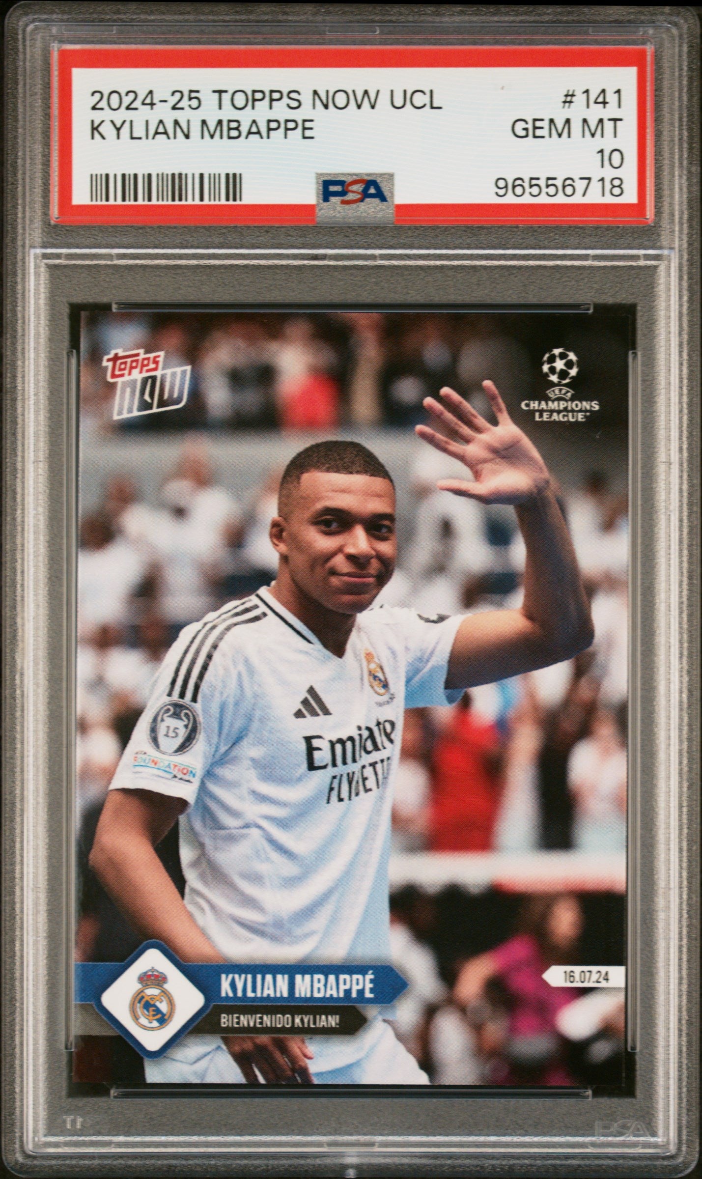 Graded 2024 Topps Now UCL Kylian Mbappe #141 Soccer Card PSA 10 Gem Mint