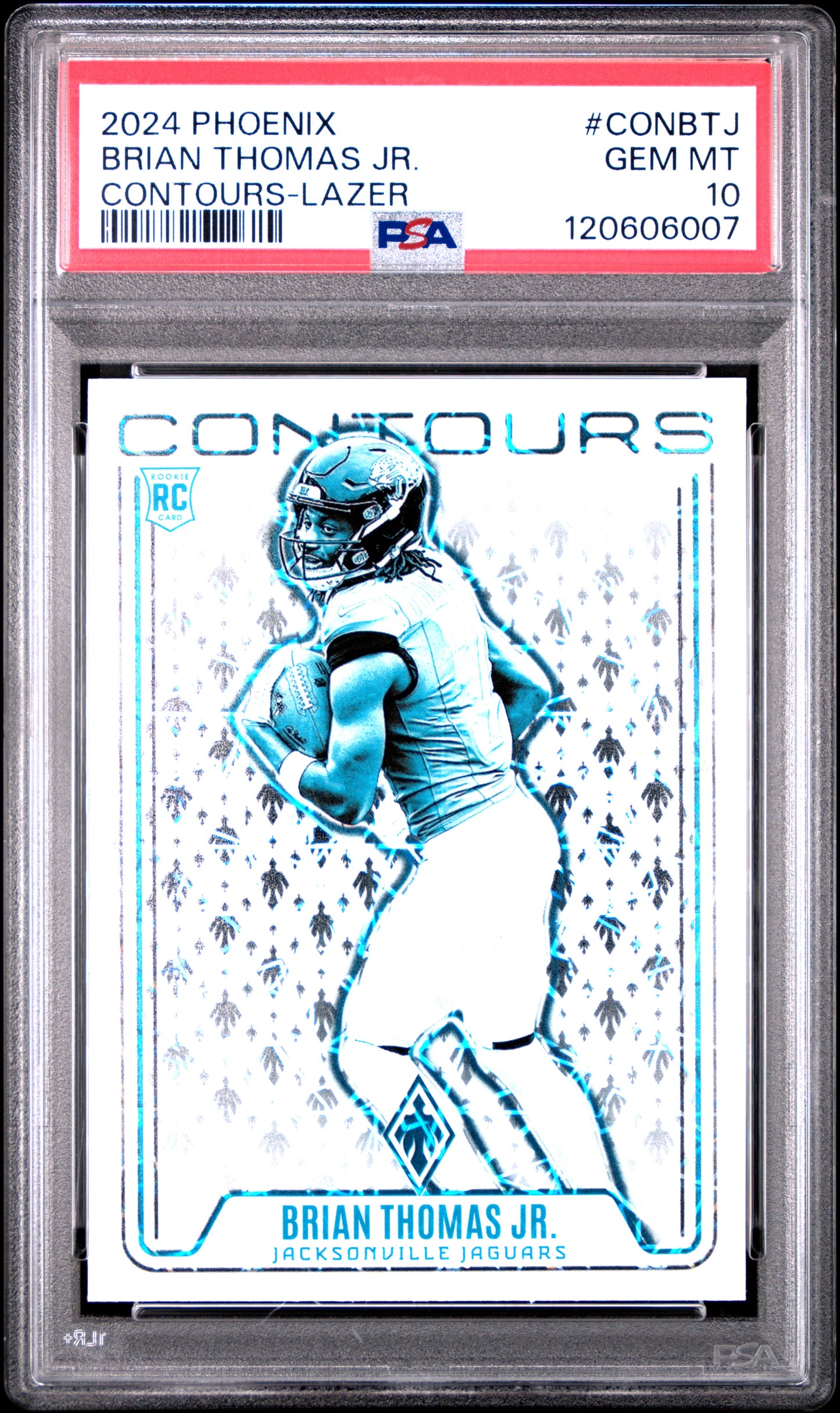 Graded 2024 Panini Phoenix Brian Thomas Jr #CONBTJ Contours Lazer Rookie RC Football Card PSA 10 Gem Mint
