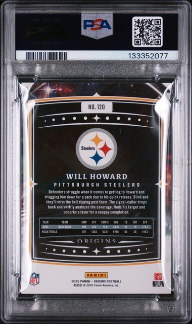 Graded 2025 Panini Origins Will Howard #120 Rookie RC Football Card PSA 10 Gem Mint