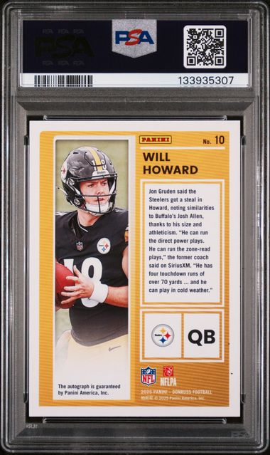 Graded 2025 Donruss The Rookies Autograph Will Howard #10 /299 Rookie RC Football Card PSA 10 Gem Mint