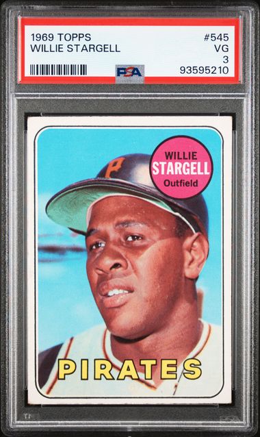Graded 1969 Topps Willie Stargell #545 Baseball Card PSA 3 Very Good