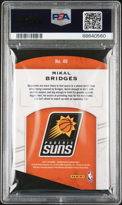 Graded 2018 Panini Crown Royale Mikal Bridges #40 Rookie Royalty Red /75 Rookie RC Basketball Card PSA 10 Gem Mint