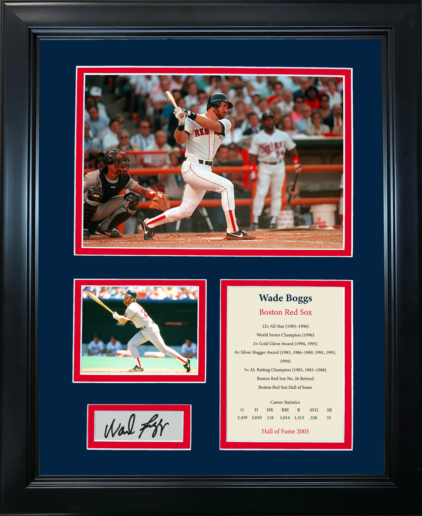 Framed Wade Boggs Hall of Fame Facsimile Laser Engraved Signature Auto Boston Red Sox 11"x14" Baseball Photo Sig Collage