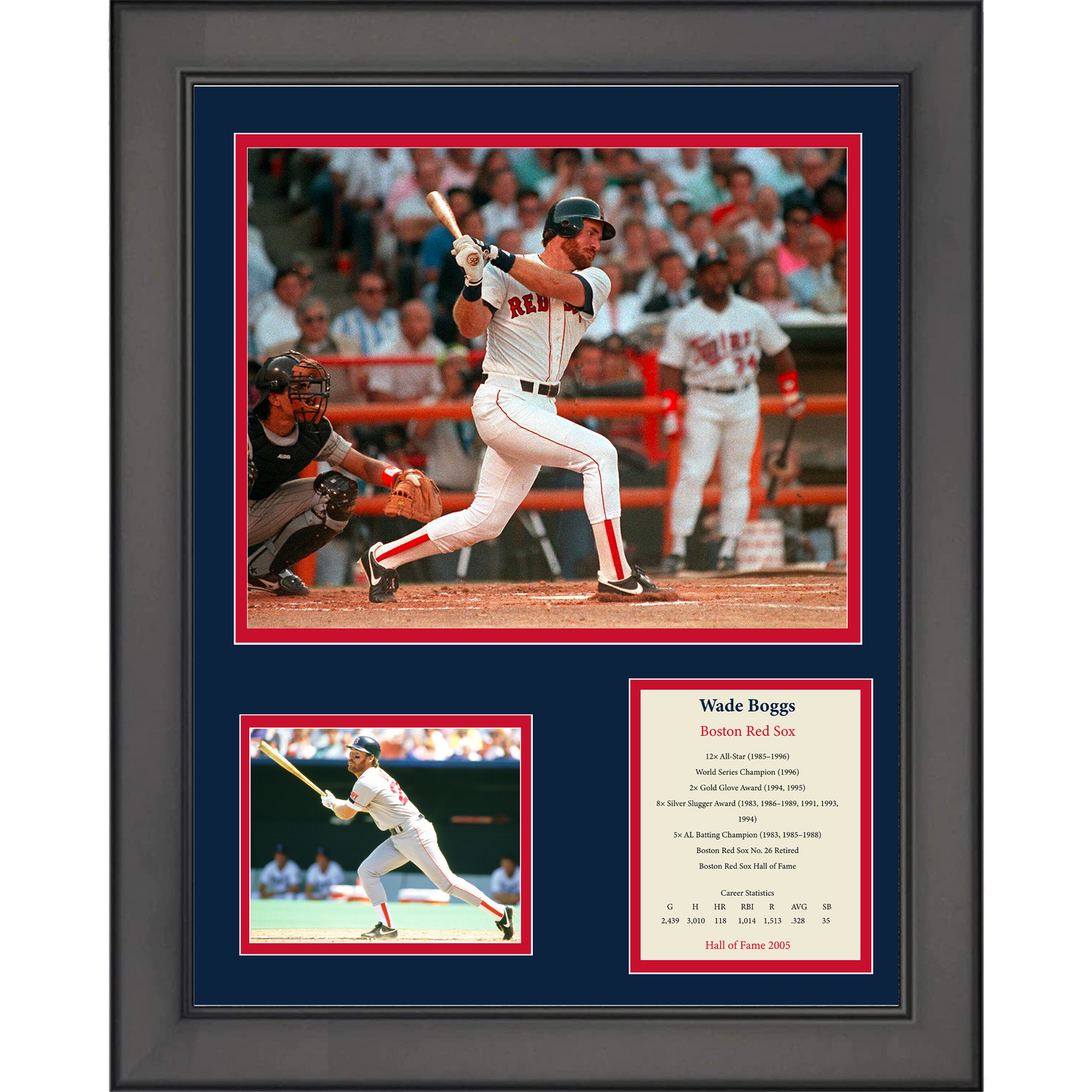 Framed Wade Boggs Hall of Fame Boston Red Sox 11"x14" Baseball Three Photo Collage