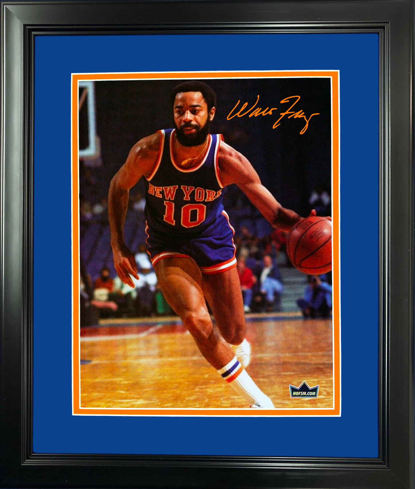Framed Walt Frazier Facsimile Laser Engraved Signature Auto 11"x14" Basketball Photo HOFSM Holo