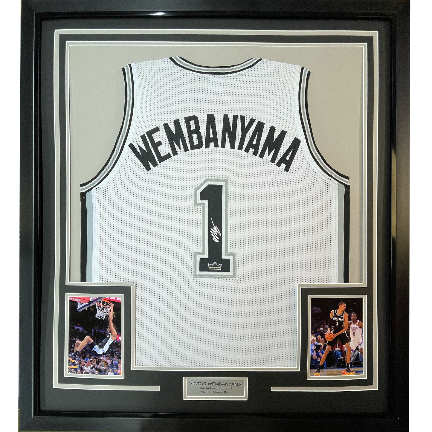 Framed Facsimile Autographed Victor Wembanyama 35x39 San Antonio White Reprint Laser Auto Basketball Jersey