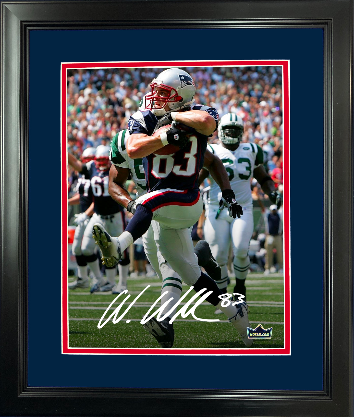 Framed Wes Welker Facsimile Laser Engraved Signature Auto New England Patriots 11"x14" Football Photo HOFSM Holo