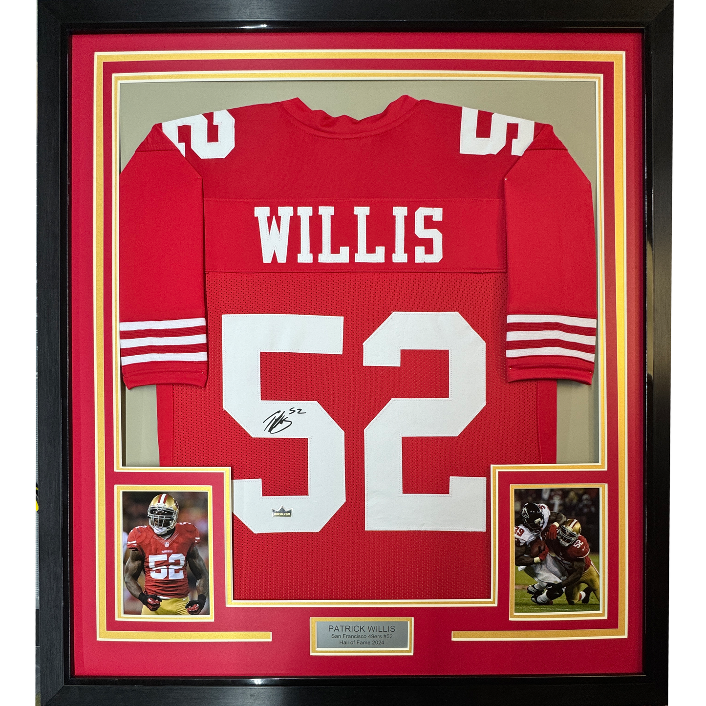 Framed Facsimile Autographed Patrick Willis 35x39 San Francisco Red Reprint Laser Auto Football Jersey