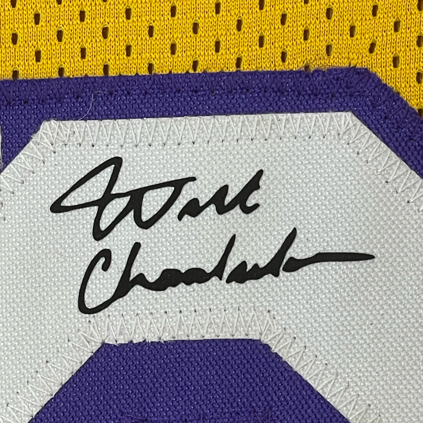 Framed Facsimile Autographed Wilt Chamberlain 35x39 Los Angeles LA Yellow Reprint Laser Auto Basketball Jersey