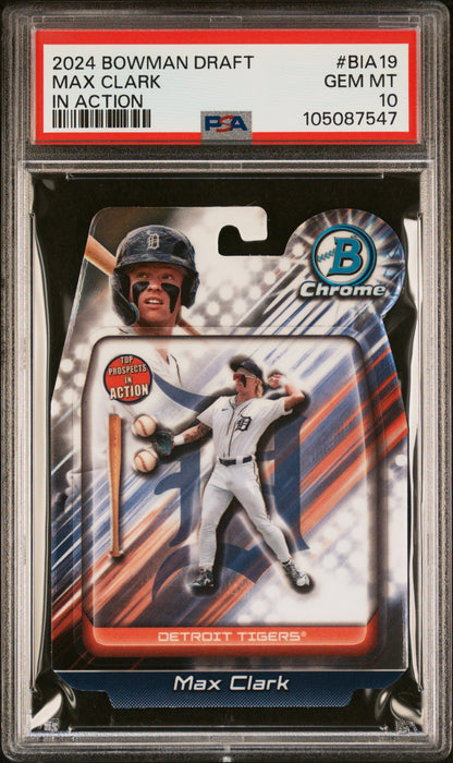 Graded 2024 Topps Bowman Draft Max Clark #BIA19 In Action Rookie RC Baseball Card PSA 10 Gem Mint