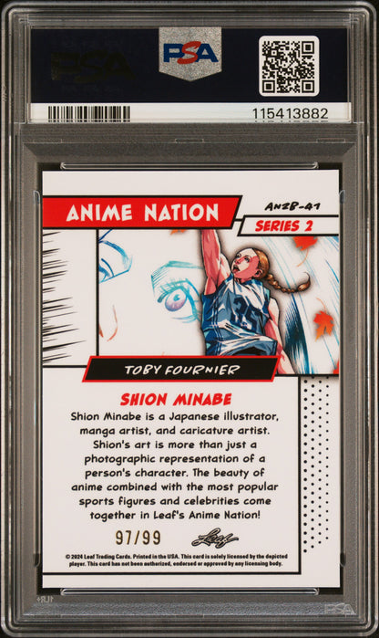 Graded 2025 Leaf Web Exclusives Toby Fournier #41 Anime Nation Series 2 /99 Basketball Card PSA 8 Near Mint
