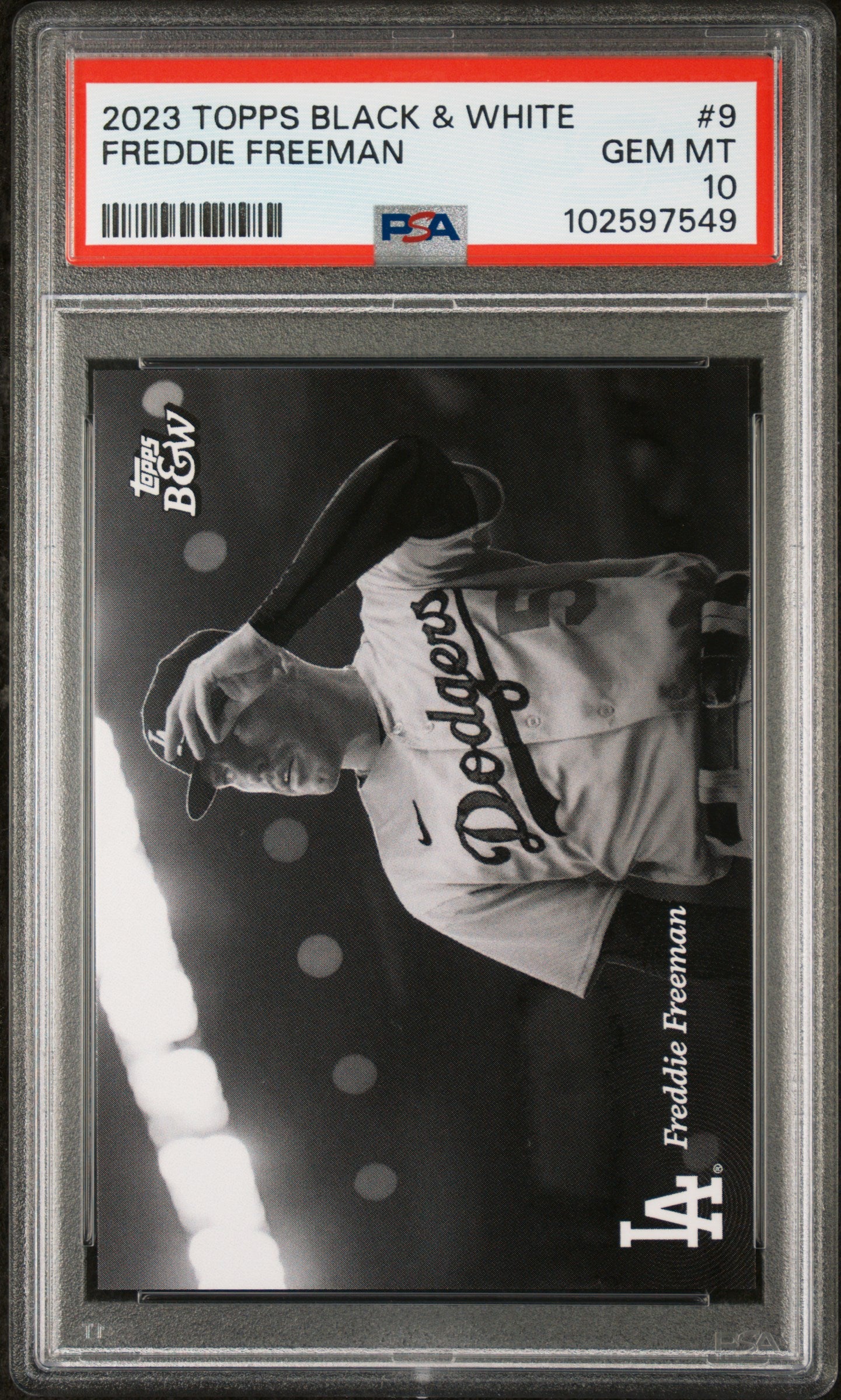 Graded 2023 Topps Black & White Freddie Freeman #9 Baseball Card PSA 10 Gem Mint