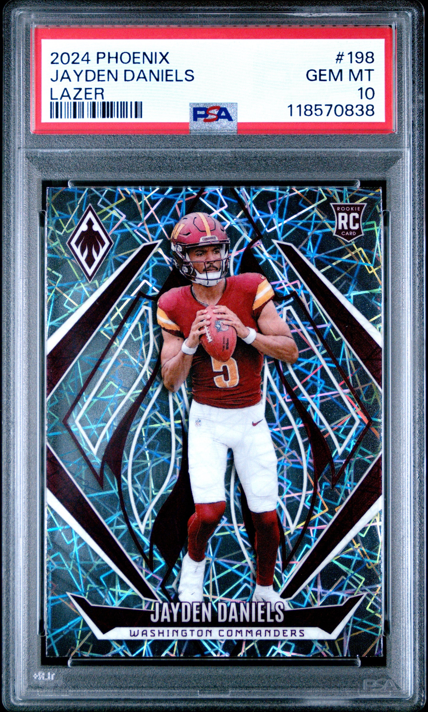 Graded 2024 Panini Phoenix Jayden Daniels #198 Lazer Rookie RC Football Card PSA 10 Gem Mint