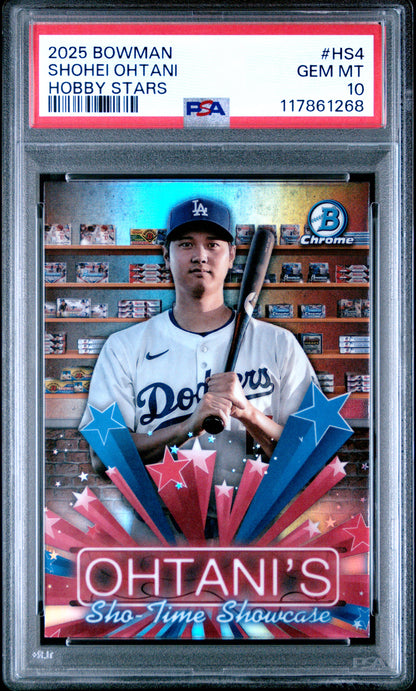 Graded 2025 Topps Bowman Shohei Ohtani #HS4 Hobby Stars Baseball Card PSA 10 Gem Mint